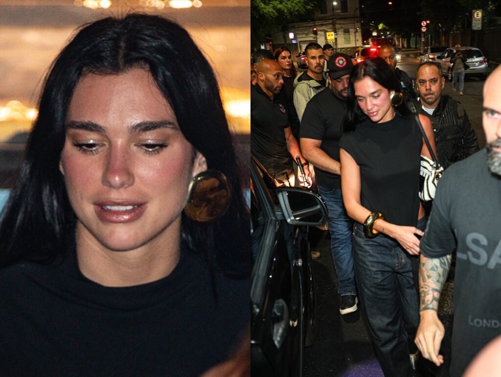Dua Lipa ganha reforço da Polícia Militar para sair de bar no Rio; veja vídeo