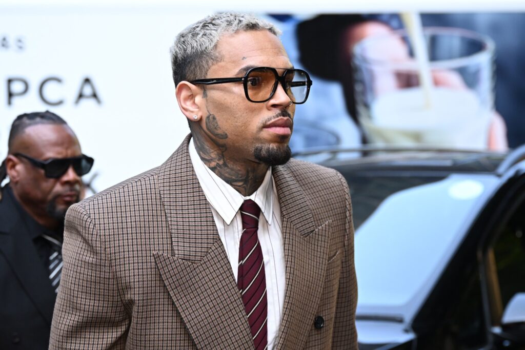 LONDON, ENGLAND - JULY 11: R&B singer Chris Brown arrives at Southwark Crown Court on July 11, 2025 in London, England. The R&B singer is facing charges of causing grievous bodily harm with intent after he allegedly attacked music producer Abraham Diaw with a bottle at a London nightclub in 2023. Brown and his co-defendant, Omololu Akinlolu, pled not guilty at a hearing in June.